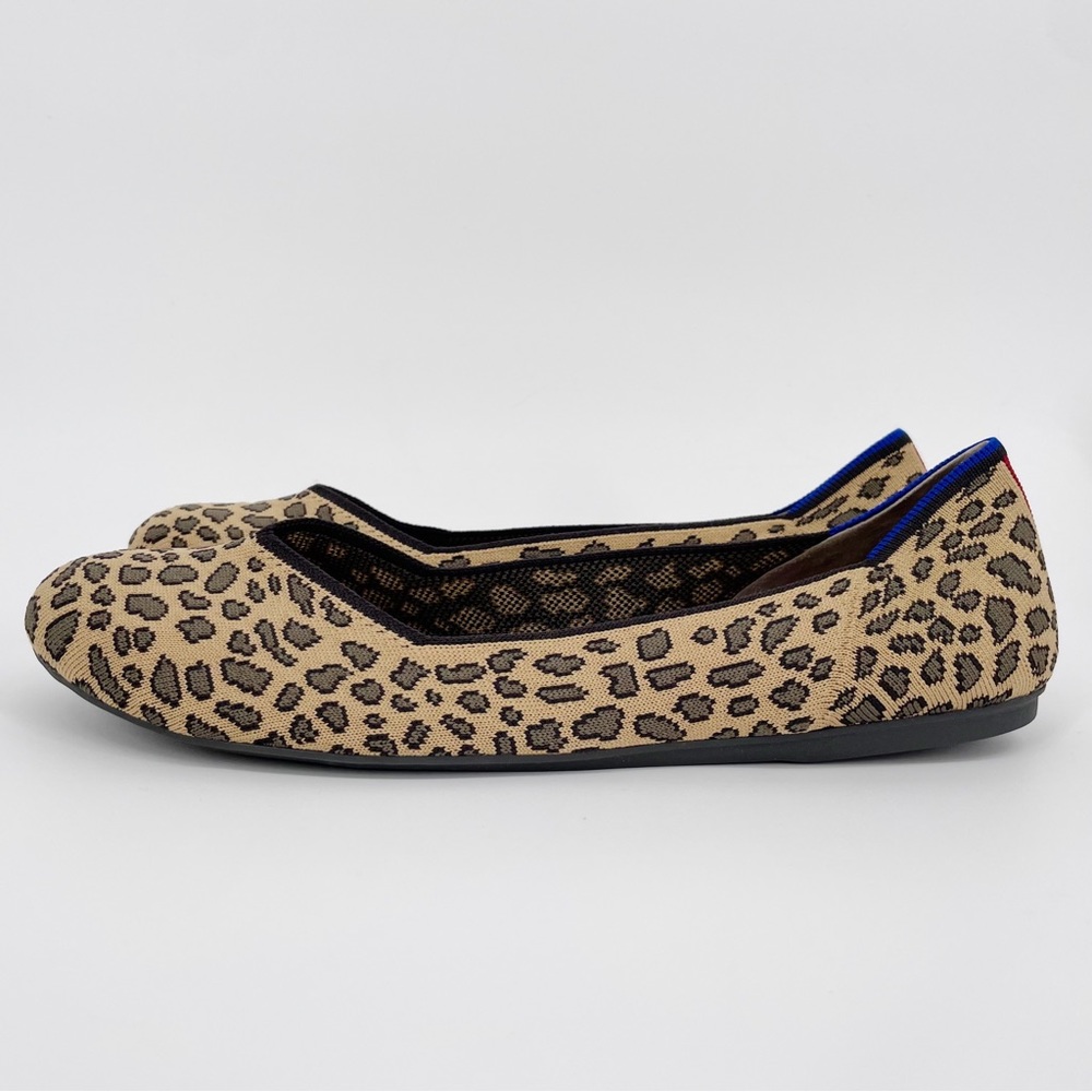 Rothy’s Spotted Cheetah Leopard Animal Print Flat Ballet Knit Stripe Shoes 12.5 - Picture 2 of 4